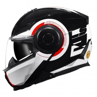 Capacete Ls2 Articulado Com Óculos Solar Interno Scope Arch -  Branco/Vermelho