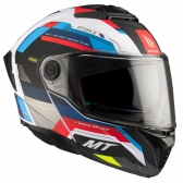 Capacete Mt Atom 2 Articulado Com Óculos Solar Interno Bast A0 Perolizado Branco / Azul / Vermelho