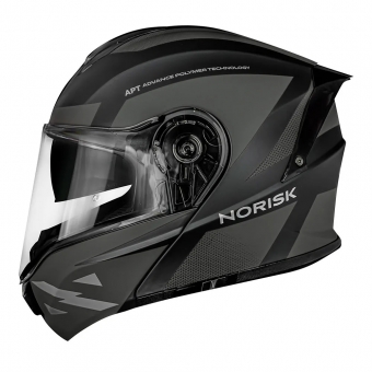 Capacete Norisk Articulado Com Óculos Solar Interno Motion Defender - Preto Fosco / Cinza Titanium
