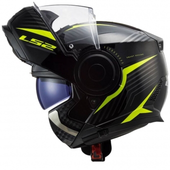 Capacete Ls2 Articulado Com Óculos Solar Interno Scope Skid -  Preto  / Amarelo