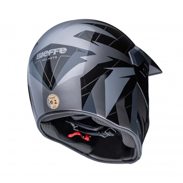 Capacete Esportivo Bieffe 3 Sport Hills Cross Trilha C/ Viseira  - Preto Brilho / Cinza