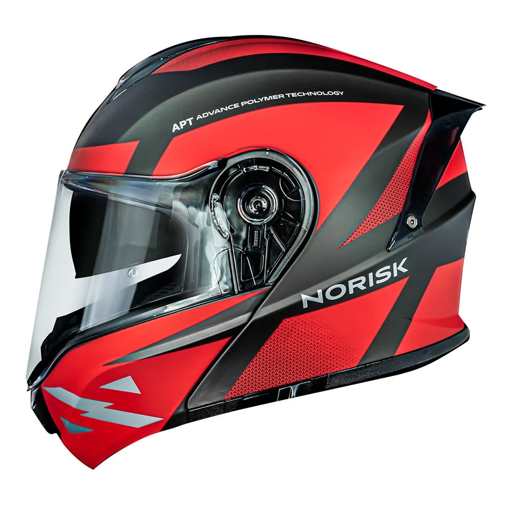 Capacete Norisk Articulado Com Óculos Solar Interno Motion Defender -  Vermelho Fosco / Cinza Titanium