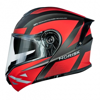 Capacete Norisk Articulado Com Óculos Solar Interno Motion Defender -  Vermelho Fosco / Cinza Titanium