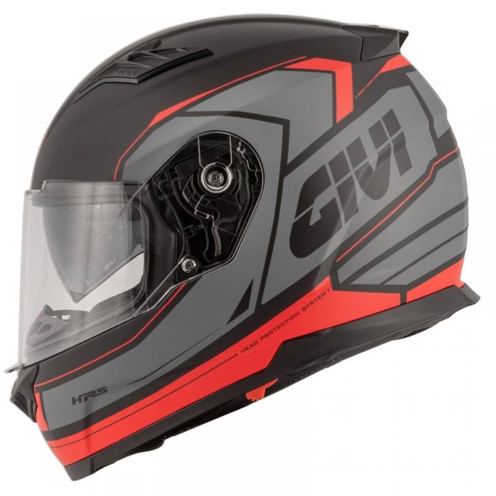 Capacete Givi Fechado Com Óculos Solar Interno 50.5 Lightning  - Preto/Cinza/Vermelho