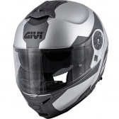 Capacete Givi Articulado Com Óculos Solar Interno X21 Spirit - Prata Fosco/ Titanium / Preto