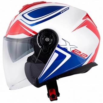 Capacete Givi Aberto Com Óculos Solar Interno X22 Planet Hyper - Branco/Azul/Vermelho