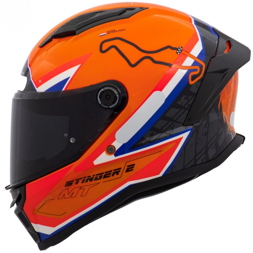 Capacete Mt Fechado Capacete Mt Stinger 2 Grand Prix C4 Holanda - Laranja / Preto