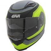 Capacete Givi 50.5 Soul Fechado Com Óculos Solar Interno - Preto Fosco/ Amarelo/ Cinza
