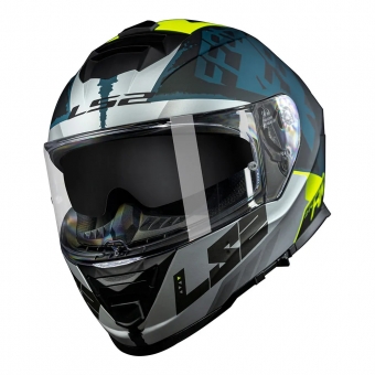 Capacete Ls2 Fechado Com Óculos Solar Interno Ff800 Storm Sprinter - Matt Black / Silver / Cobalt