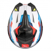Capacete Mt Atom 2 Articulado Com Óculos Solar Interno Bast A0 Perolizado Branco / Azul / Vermelho