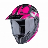 Capacete Esportivo Bieffe 3 Sport Hills Cross Trilha C/ Viseira  - Preto Brilho / Cinza / Rosa