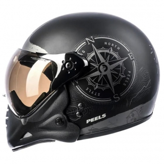 Capacete Peels Aberto F-21 North Queixeira Modular – Preto Fosco / Grafite