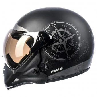 Capacete Peels Aberto F-21 North Queixeira Modular – Preto Fosco / Grafite
