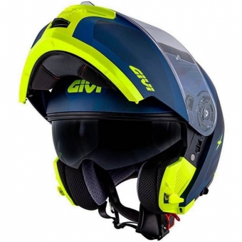Capacete Givi Articulado Com Óculos Solar Interno X21 Spirit  - Azul Fosco/ Azul Claro/ Amarelo