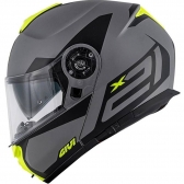 Capacete Givi Articulado Com Óculos Solar Interno X21 Spirit   - Cinza Fosco/ Preto/ Amarelo
