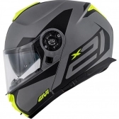 Capacete Givi Articulado Com Óculos Solar Interno X21 Spirit   - Cinza Fosco/ Preto/ Amarelo