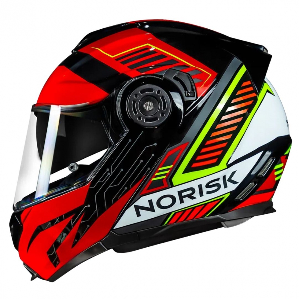 Capacete Norisk Articulado Com Óculos Solar Interno Route Ff345 Charge -  vermelho / Preto