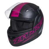 Capacete Taurus Articulado Zarref Neon - Preto Fosco/ Rosa