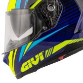 Capacete Givi Fechado Com Óculos Solar Interno 50.5 Stoccarda Blade  - Azul/Amarelo