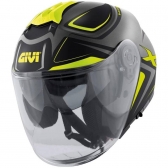 Capacete Givi Aberto Com Óculos Solar Interno X22 Planet Hyper - Preto Fosco/Amarelo