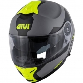 Capacete Givi Articulado Com Óculos Solar Interno X21 Spirit   - Cinza Fosco/ Preto/ Amarelo