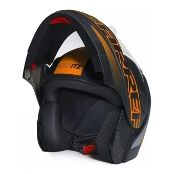 Capacete Taurus Articulado Zarref Neon - Preto Fosco/ Laranja