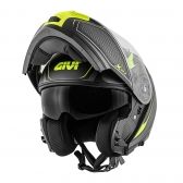 Capacete Givi Articulado  X21 Shiver Escamoteavel Robocop C/ Óculos - PRETO / TITANIUM / AMARELO FOSCO
