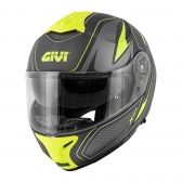 Capacete Givi Articulado  X21 Shiver Escamoteavel Robocop C/ Óculos - PRETO / TITANIUM / AMARELO FOSCO