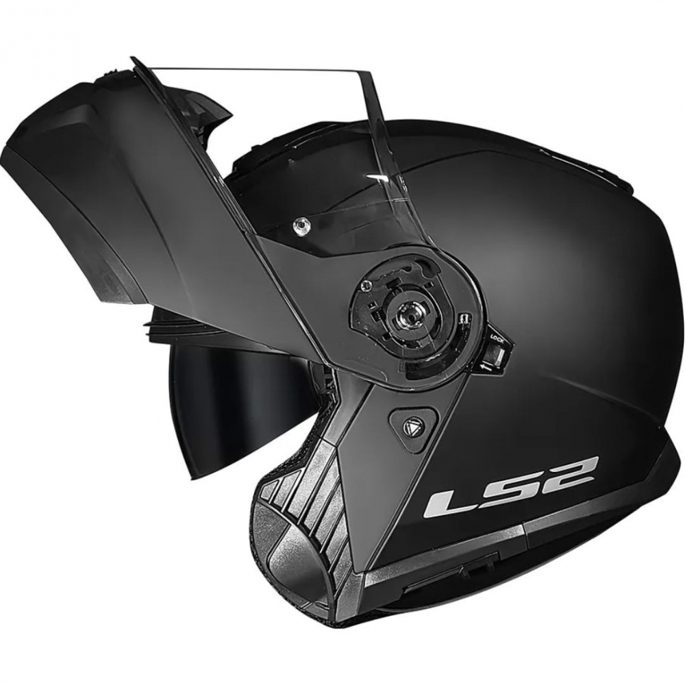 Capacete Ls2 Articulado Com Óculos Solar Interno Strobe Ii Monocolor -  Preto Fosco