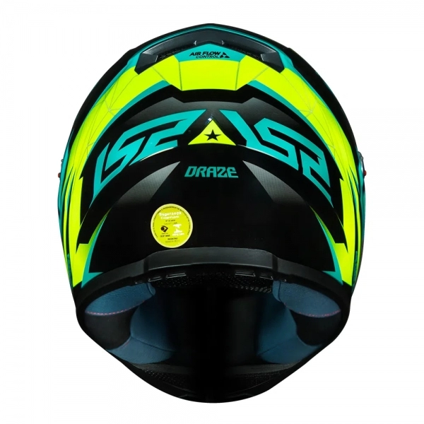 Capacete Ls2 Fechado  Classic Draze -  Preto / Amarelo / Verde