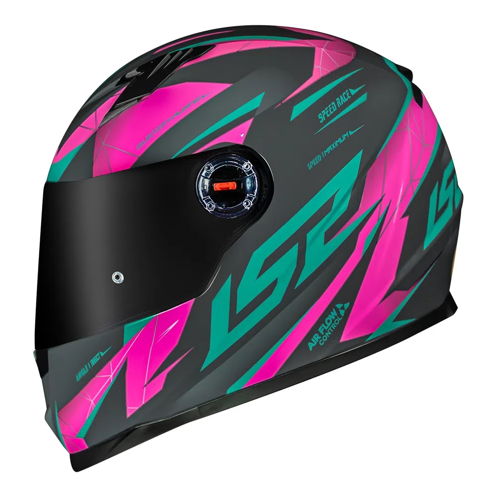 Capacete Ls2 Fechado  Classic Draze -  Cinza / Verde / Rosa