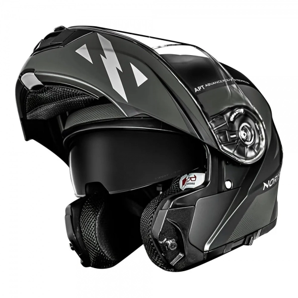 Capacete Norisk Articulado Com Óculos Solar Interno Motion Defender - Preto Fosco / Cinza Titanium