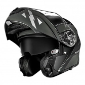 Capacete Norisk Articulado Com Óculos Solar Interno Motion Defender - Preto Fosco / Cinza Titanium